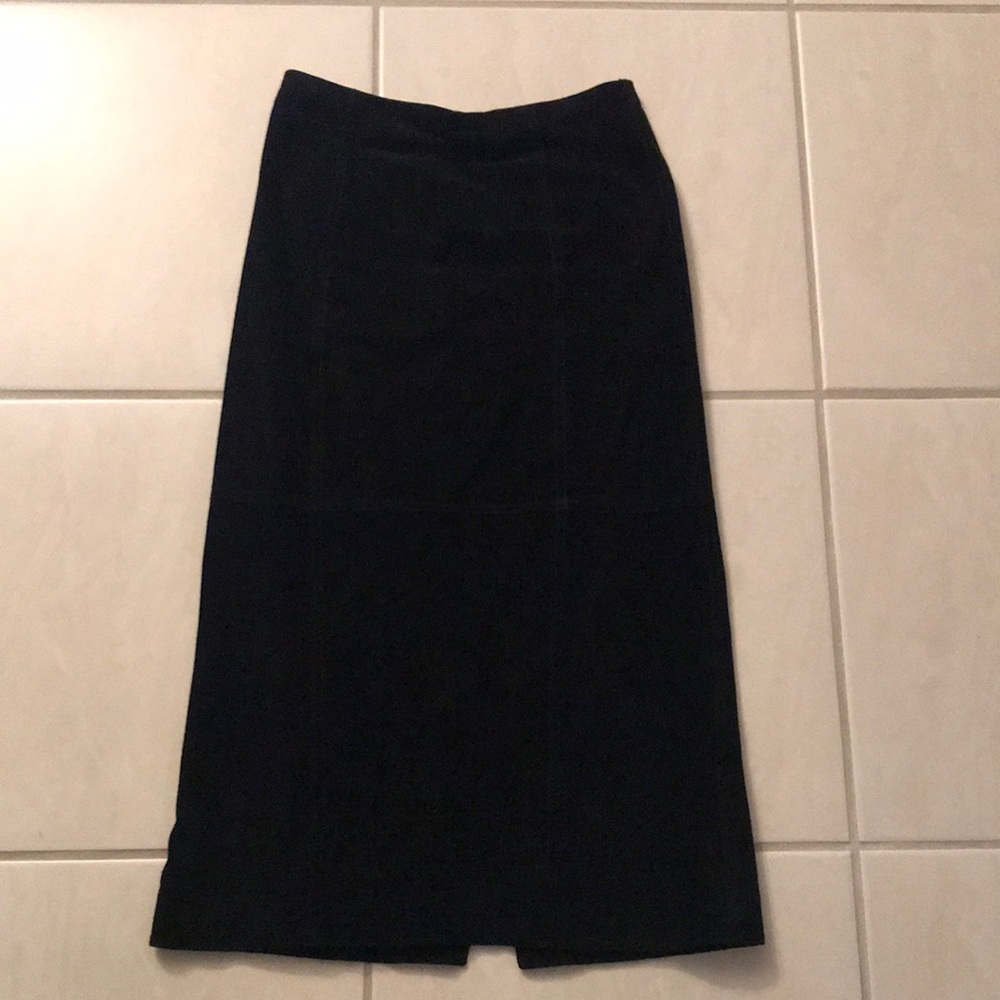Black suede pencil skirt